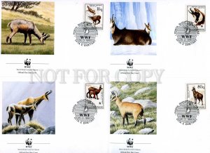 239849 ALBANIA WWF Chamois 1990 year set of 4 FDC