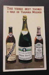 Mint Postcard Mexico Three Best Things Tijuana Alcohol Wine Bourbon Prohibition