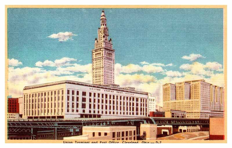 Postcard TRAIN STATION SCENE Cleveland Ohio OH AS6252