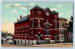Dubuque Iowa Postcard First Baptist Church Chapel Exterior Building 1910 Vintage