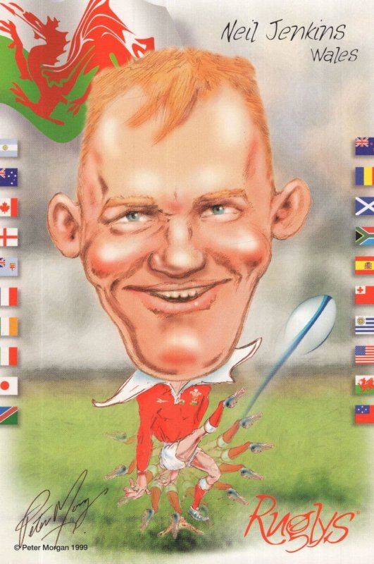 Neil Jenkins Wales 1999 Rugby Team Rare Artist Signed Postcard