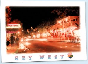 KEY WEST, Florida FL ~ Night Neon DUVAL STREET Scene Sloppy Joe's 5x7 Postcard