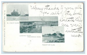 1906 RI Yacht Club, Squantum Club Looking Down Providence River PMC Postcard 