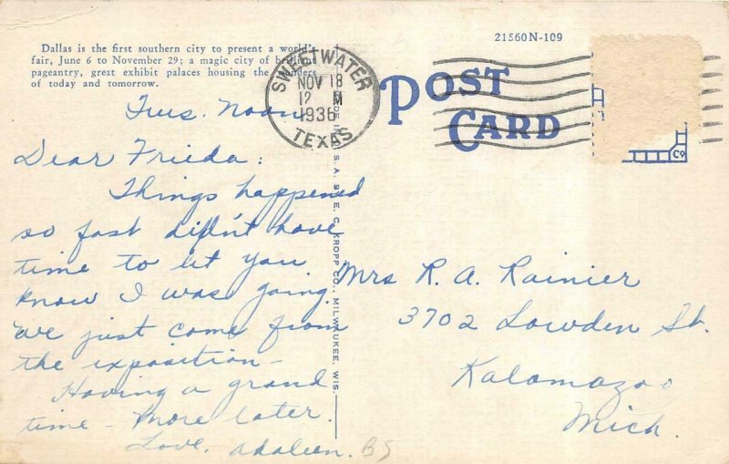 TX, Dallas  TEXAS CENTENNIAL EXPOSITION  Multiple Buildings View 1936 Postcard