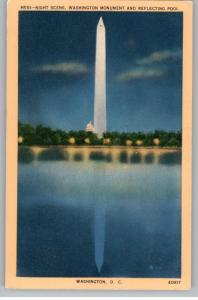 Postcard~Night Scene..Washington Memorial..Pool..DC