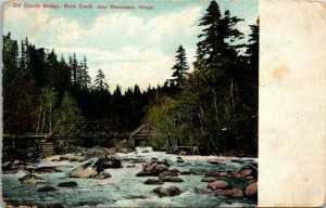Postcard WA Stevenson Old County Bridge Rock Creek Litho-Chrome ~1910 S69