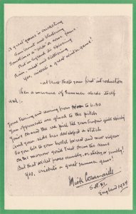 John Mick Moore Commaile South African Cricketer Signed Letter Postcard