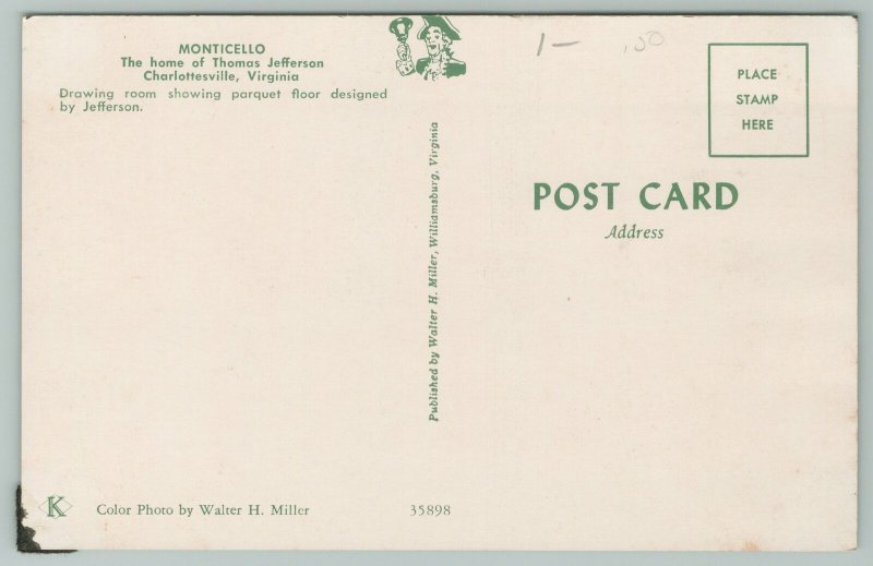 Charlottesville Virginia~Thomas Jefferson Drawing Room~Standard Chrome Postcard