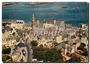 Postcard Modern Colors in Brittany Roscoff Finistere area of ​​the church...
