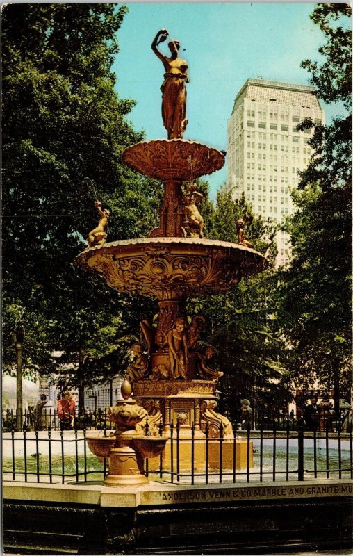 Fountain Hebe Court Square Sterick Building Memphis TN Tennessee Postcard VTG