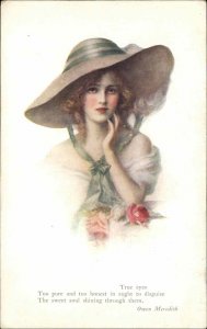 TUCK OILETTE ART NOUVEAU A/s HELERA Beautiful Young Woman in Floppy Hat