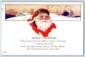 1924 Christmas Santa Claus May Santa Find You With A Smile Winter Scene Postcard