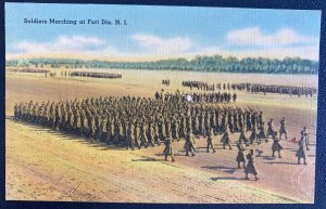 Mint Usa Color Picture Postcard Soldiers Marching At Fort Dix NJ