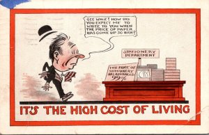 Hunour Man Buying Stationary It's The High Cost Of Living 1918