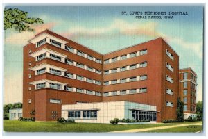 c1940 St. Luke's Methodist Hospital Building Road Cedar Rapids Iowa IA Postcard