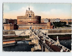 Postcard Sant Angelo Bridge and Castle, Rome, Italy