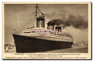 Postcard Old Boat Co Gla Steamer Normandy Blue Ribbon Transatlantic Southampt...