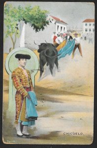 Matador with Cape in Native Clothing & Bull PERU Used c1910s