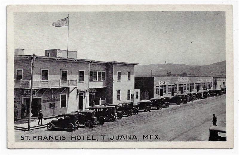 St. Francis Hotel Tijuana Mexico Printed Photo Postcard Street Scene Beer Bar
