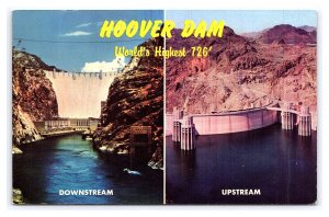 Hoover Dam World's Highest 726' Downstream Upstream AZ NV Multi View Postcard