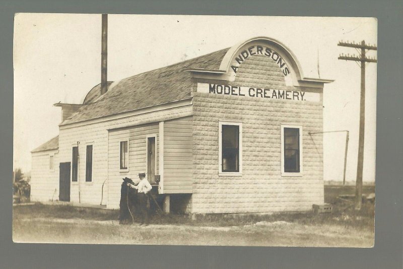 Belgrade MINNESOTA RPPC 1909 CREAMERY Anderson's Model nr Brooten TRAINED BEAR!