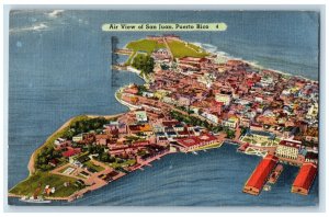 San Juan Puerto Rico Postcard Air View Buildings River 1950 Vintage Posted