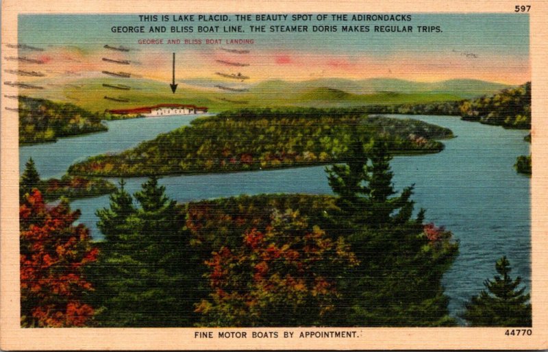 New York Lake Placid Showing Gearge and Bliss Boat Dock In Distance 1940