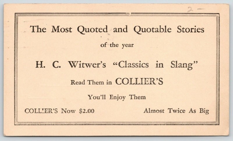 Springfield OH~Witwer Classics in Slang Collier's~1925~Jenness Chrisman IL 