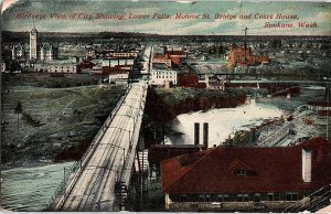 Postcard PANORAMIC SCENE Spokane Washington WA AI4793