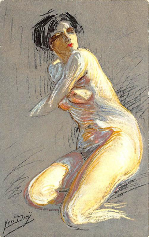 Prostitute Nude Woman Lesciave Signed Yves Diey Postcard