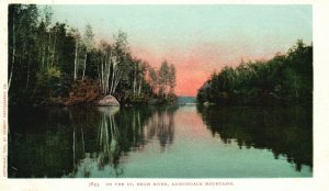 Vintage Postcard 1920's On The St. Regis River Adirondack Mountains New York NY