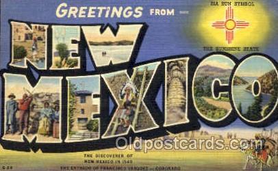 Greetings From New Mexico, USA Large Letter Town 1946 close to perfect corner...