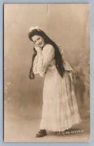 RUSSIAN THEATRE ACTRESS ANTIQUE REAL PHOTO POSTCARD RPPC