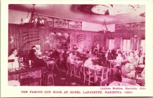 Vintage 1940-50s Postcard The Famous Gun Room at Hotel Lafayette Marietta, OH