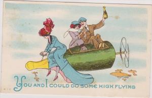 LP58   Champagne, airplane fantasy, drinking, comic  