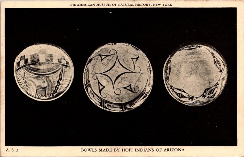 Bowls Made By Hopi Indians in Arizona, Museum Natural History NY Postcard S55