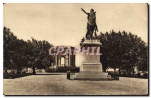 Postcard Old Montpellier Herault Garden of Peyrou Statue of Louis XIV and Cha...