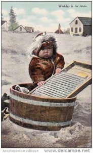 Alaska Washday In Alaska Eskimo Baby With Wash Board