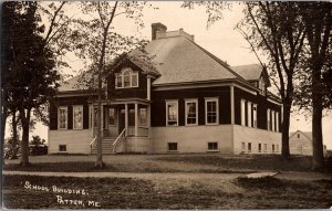 RPPC School Building, Patten ME c1910 Vintage Postcard R47