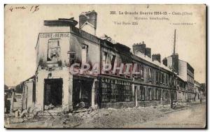 Old Postcard Creil (Oise) Houses bombed Army