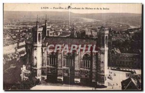 Old Postcard Lyon Fourviere and Confluence Rhome and Saone