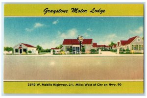 c1950's Graystone Motor Lodge Hotel & Restaurant Pensacola Florida FL Postcard