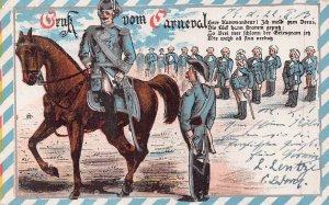 CARNEVAL~Herr Commander! Ich meid zum Deeus-CELEBRATION~GERMAN MILITARY POSTCARD