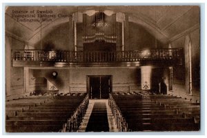 c1910's Interior Of Swedish Evangelical Lutheran Church Ludington MI Postcard
