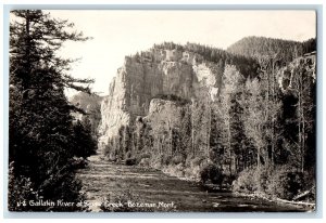 1948 Gallatin RIver At Squaw Creek View Bozeman Montana MT RPPC Photo Postcard