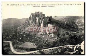 Old Postcard Les Baux Riviera Orlental North towering ruins of Chateau Feodal