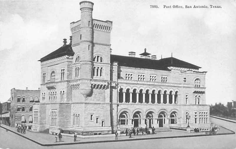 San Antonio Texas Post Office by  J. Riely Gordon (Razed) Litho Postcard Unused