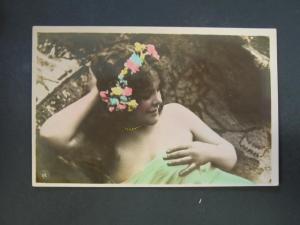 Pretty Woman Real Tinted Photo c1910 Postcard