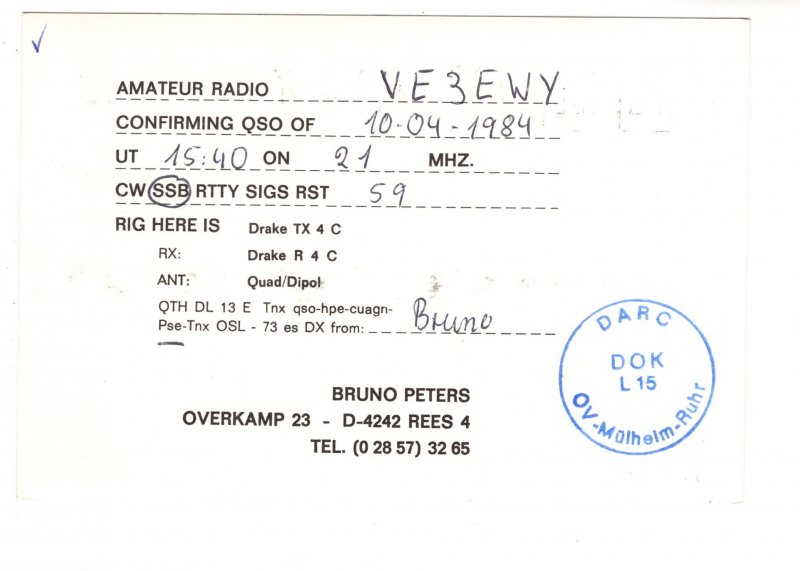 Radio Tower, DF2EQ Amature Radio QSL Card