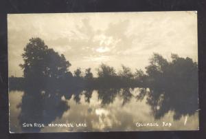 RPPC COLUMBUS KANSAS SUN RISE HAMMONDS LAKE VINTAGE REAL PHOTO POSTCARD